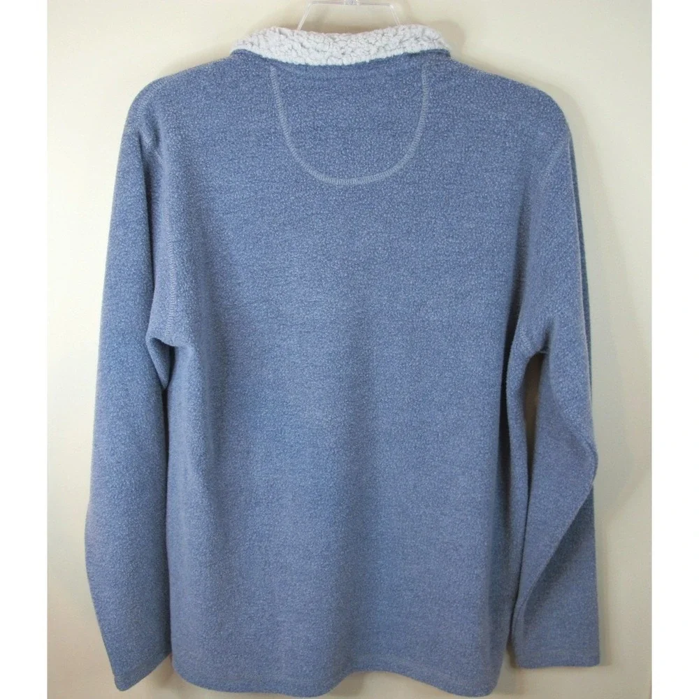 Orvis 1/4 Zip‎ Blue Pullover Fleece Sweater Sherpa Lined Collar Men's Large